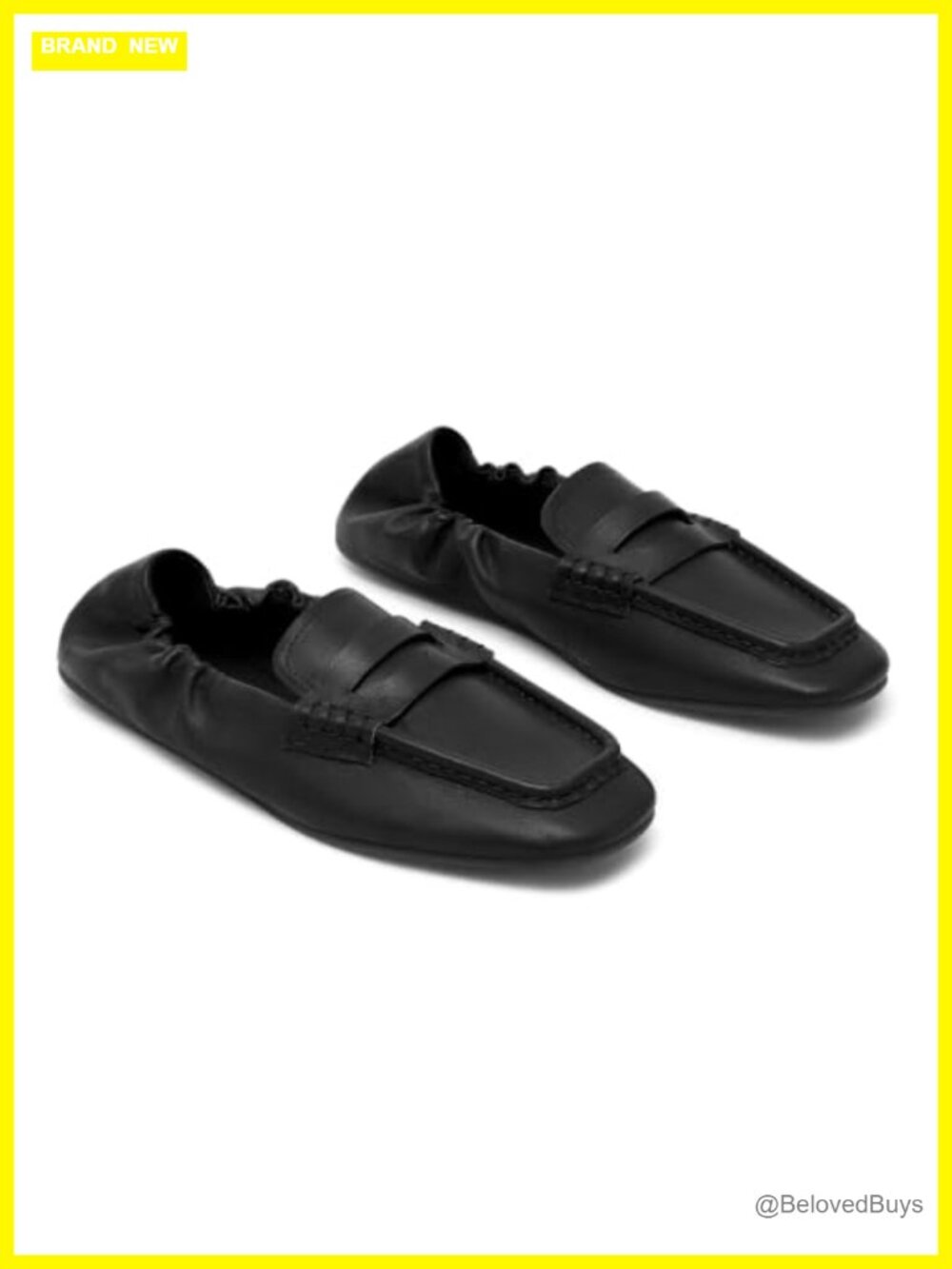Women's Square Toe Penny Loafers Slip On Faux Leather Flats